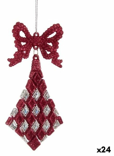 Christmas bauble Lasso Rhombus Fuchsia Plastic Glitter 7,5 x 1 x 15,5 cm (24 Units)