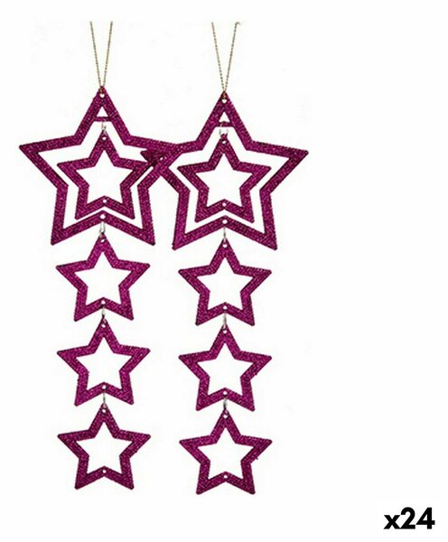 Christmas Decorations Set Star Fuchsia 19 x 0,2 x 23 cm (24 Units)