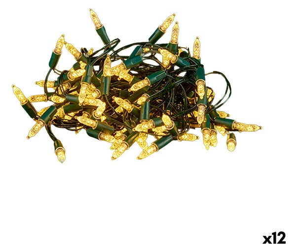 Wreath of LED Lights Yellow 900 x 10 x 2 cm (12 Units)