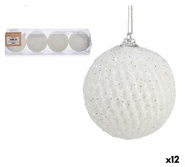 Set of Christmas balls White polystyrene (12 Units)