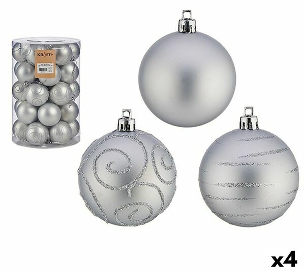 Set of Christmas balls Silver PVC Ø 6 cm (4 Units)