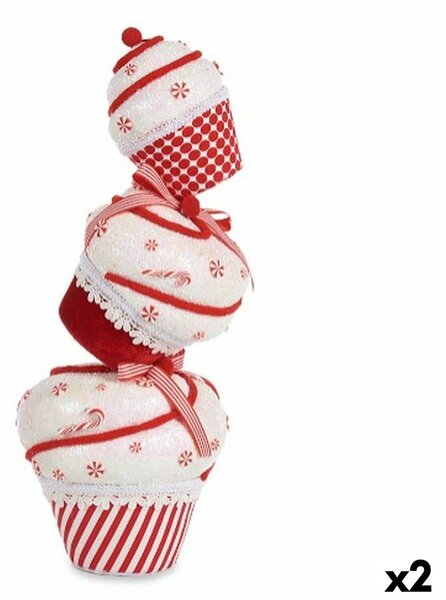 Decorative Figure Tower Cake White Red polystyrene 20 x 50 x 20 cm (2 Units)