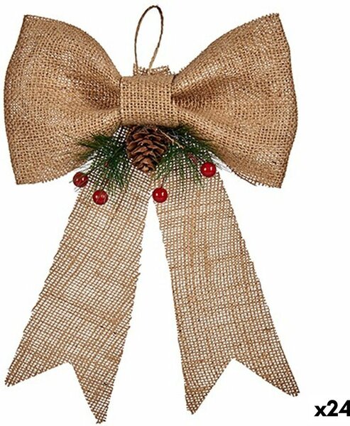 Christmas bauble Lasso Brown Red Green Natural Fibre 19 x 3 x 26 cm (24 Units)