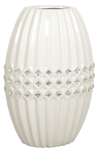 Vase Romimex White Silver Ceramic 19 x 29 x 13 cm