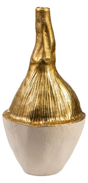 Vase Romimex White/Gold Aluminium 18 x 36 x 17 cm