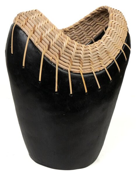 Vase Romimex Black Natural Ceramic Rattan 20 x 30 x 15 cm 15 x 30 x 20 cm