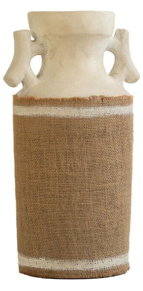 Vase Romimex White Sackcloth Ceramic 15 x 40 x 15 cm