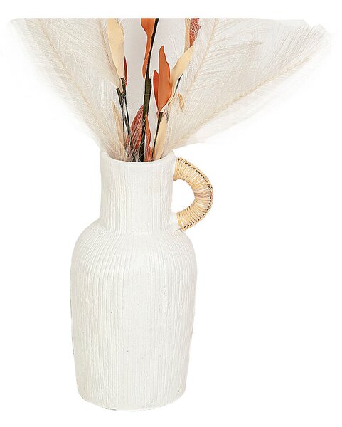 Vase Romimex White Rattan Terracotta 12 x 30 x 12 cm With handle