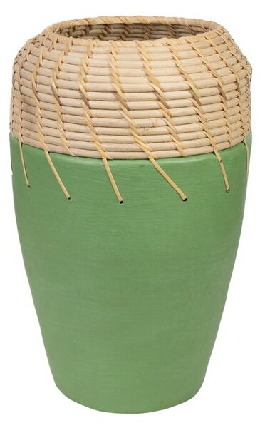 Vase Romimex Green Natural Ceramic Rattan 20 x 30 x 20 cm