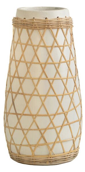 Vase Romimex White Ceramic Rattan 20 x 40 x 20 cm