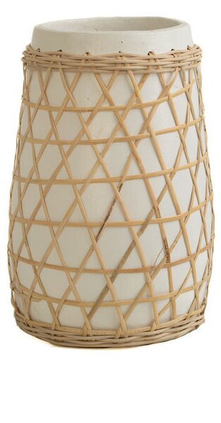 Vase Romimex White Ceramic Rattan 20 x 30 x 20 cm