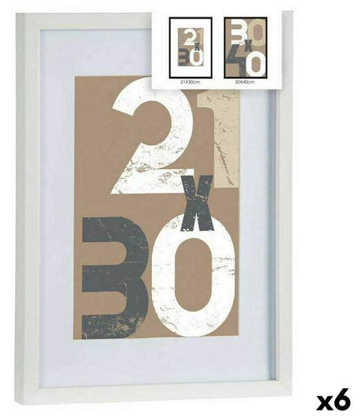 Wall photo frame White Glass MDF Wood 32,5 x 2,5 x 42,5 cm (6 Units)