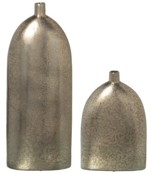 Set of 2 Vases Alexandra House Living Silver Ceramic 16 x 19 x 51 cm (2 Pieces)