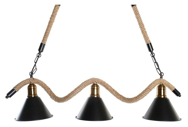 Ceiling Light DKD Home Decor Natural Black Metal Rope 50 W (85 x 18 x 20 cm)