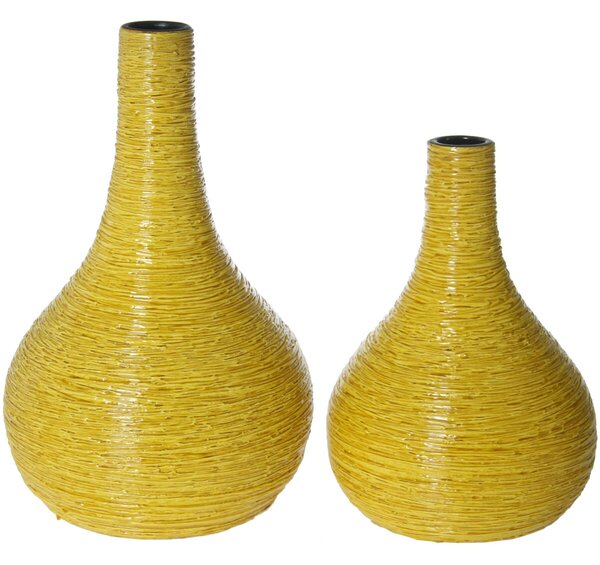 Set of 2 Vases Alexandra House Living Yellow Ceramic 25 x 36 x 37 cm (2 Pieces)