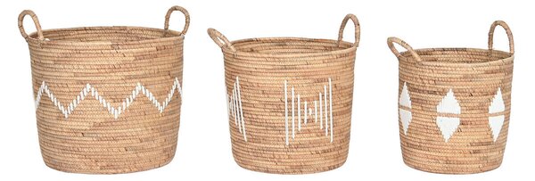 Basket set DKD Home Decor White Natural Rope Seagrass Boho 46 x 46 x 48 cm