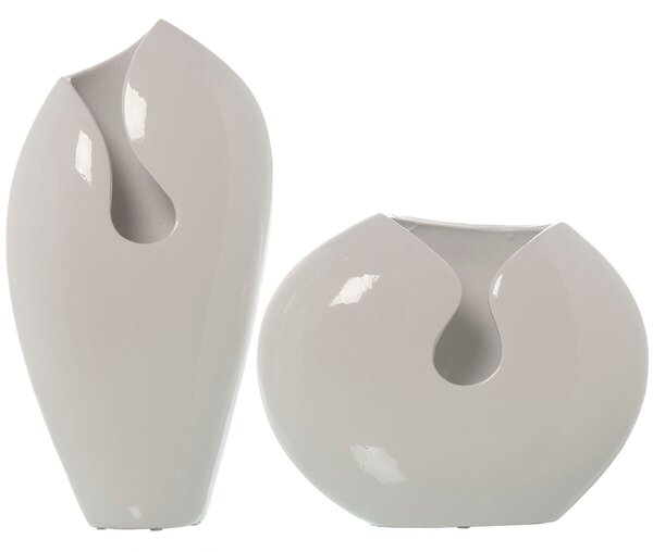 Set of 2 Vases Alexandra House Living White Ceramic Shiny 23 x 24 x 42 cm (2 Pieces)