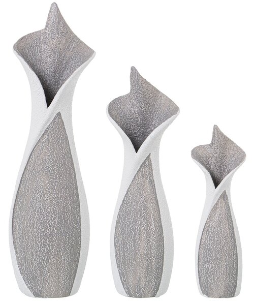 Set of 3 Vases Alexandra House Living White Grey Ceramic 14 x 27 x 42 cm (3 Pieces)