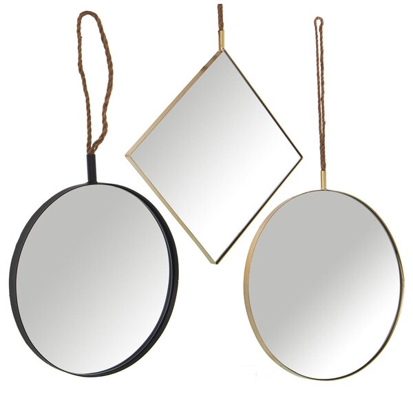 Mirror Set Alexandra House Living Golden Metal 11 x 50 x 50 cm (3 Pieces)