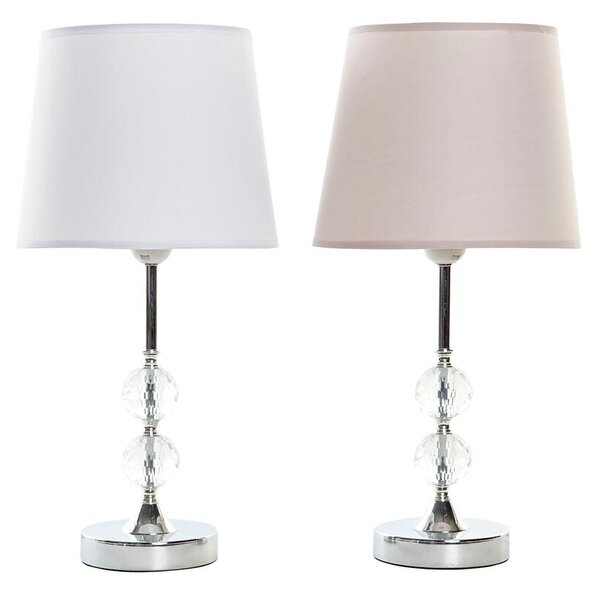 Desk lamp Home ESPRIT White Beige Metal Crystal 50 W 220 V 23 x 23 x 46 cm (2 Units)