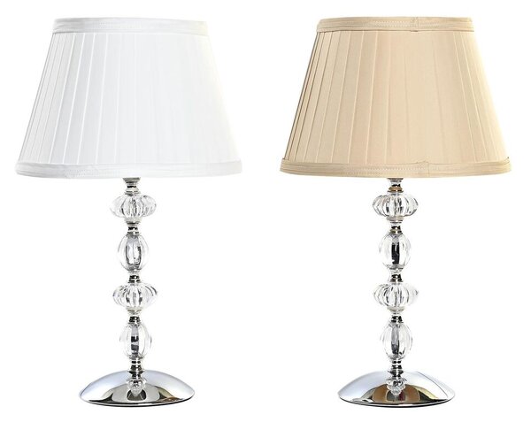 Desk lamp Home ESPRIT White Beige Metal Crystal 25 x 25 x 42 cm (2 Units)