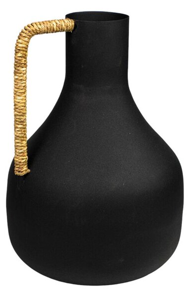 Vase Romimex Black Metal wicker 23 x 34 x 23 cm With handle