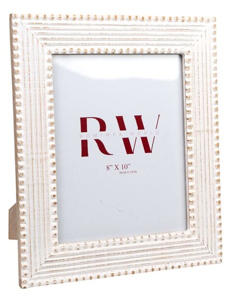 Photo frame Romimex White Mango wood MDF Wood 2 x 25 x 20 cm