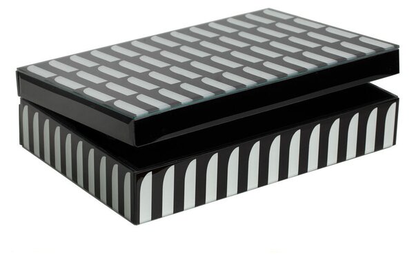 Jewelry box Romimex White Black Glass 30 x 8 x 20 cm