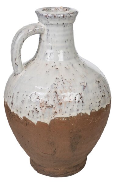 Vase Romimex White Terracotta Rustic 20 x 30 x 20 cm With handle