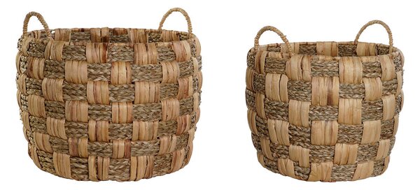 Basket set Home ESPRIT Natural Seagrass Natural Fibre Boho 43 x 43 x 39 cm (2 Pieces)