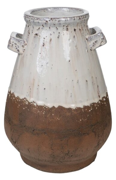 Vase Romimex White Terracotta Rustic 21 x 30 x 21 cm With handles