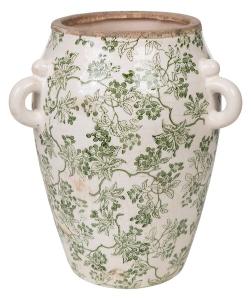 Vase Romimex Green Beige Porcelain 19 x 23 x 19 cm With handles