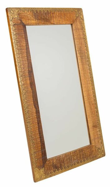 Wall mirror Alexandra House Living Brown Brass Mango wood MDF Wood 1 x 88 x 49 cm