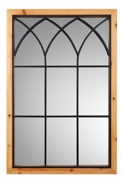 Wall mirror Alexandra House Living Black Metal Fir wood 2 x 90 x 60 cm