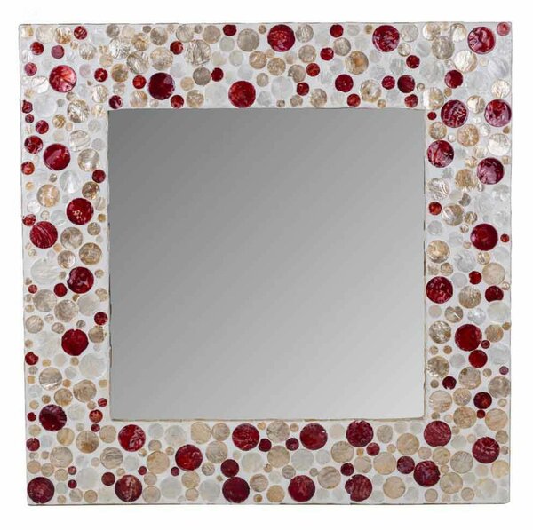 Wall mirror Alexandra House Living Brown Red Beige MDF Wood 52 x 2 x 52 cm