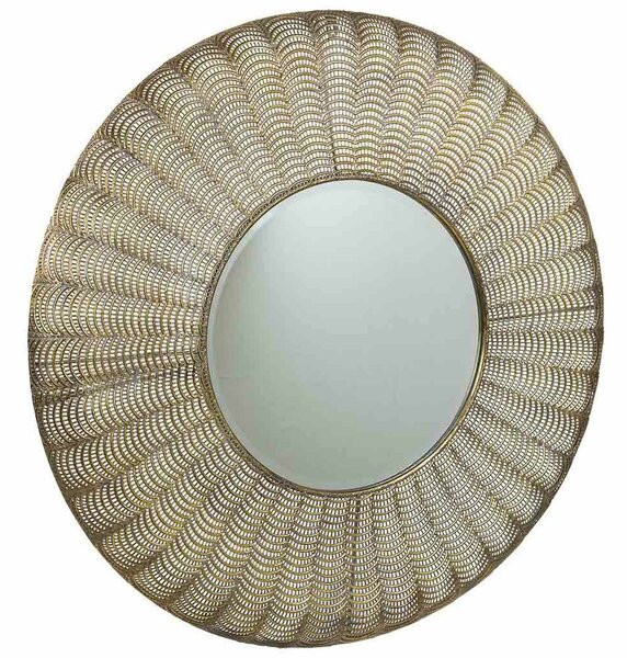 Wall mirror Alexandra House Living Gold Glass Iron 5 x 80 x 80 cm