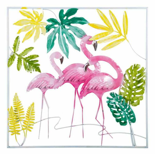 Wall Decoration Alexandra House Living Multicolour Metal Pink flamingo 5 x 81 x 81 cm