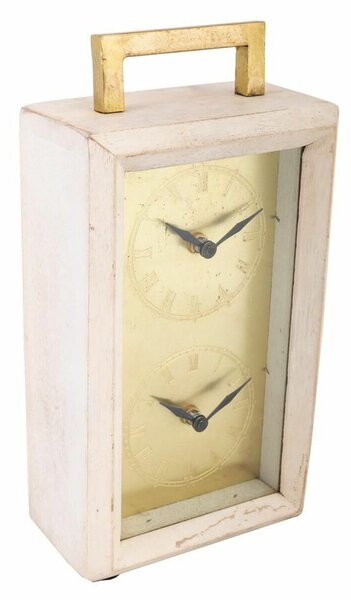 Table clock Alexandra House Living Brass Glass Iron Mango wood 9 x 30 x 15 cm