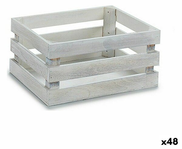 Decorative box White Aspen wood 22 x 9 x 13 cm (48 Units)