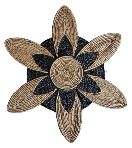 Wall Decoration Romimex Black Natural Banana fibre Flower 70 x 70 x 3 cm