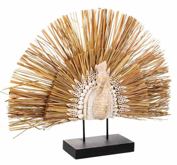 Decorative Figure Alexandra House Living Black Natural Wood Iron Marine algae Peacock 53 x 12 x 64 cm