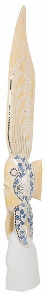 Decorative Figure Alexandra House Living Blue White Wood Glass Fish 148 x 10 x 23 cm