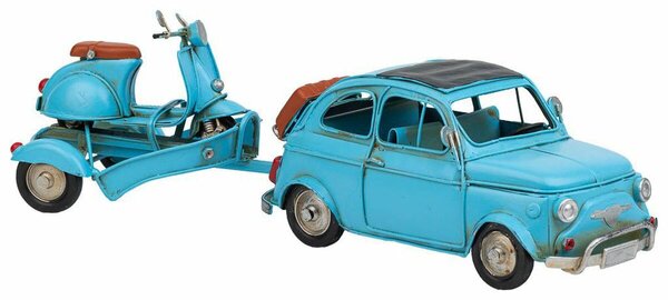 Decorative Figure Alexandra House Living Light Blue Iron ABS Motorbike Trailer 10 x 10 x 34 cm