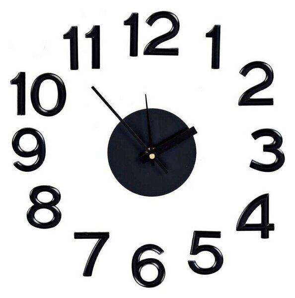 Wall Clock Sticker Black ABS EVA Ø 35 cm (6 Units)