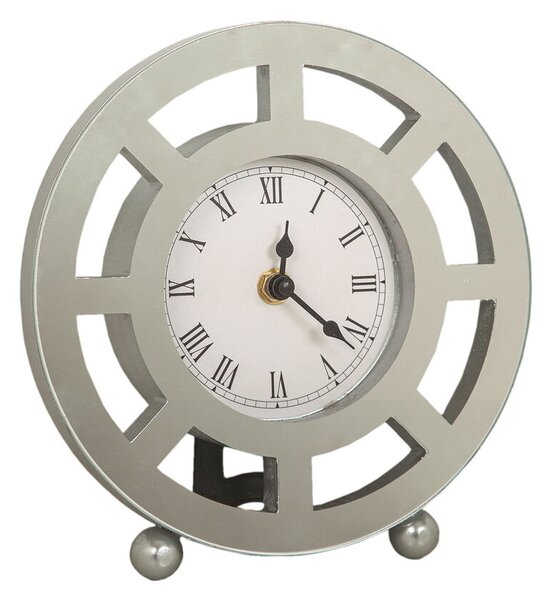 Table clock Romimex Silver Glass 20 x 21 x 5 cm