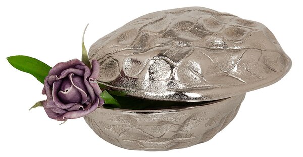 Decorative box Romimex Silver Aluminium Nutshell 20 x 13 x 13 cm