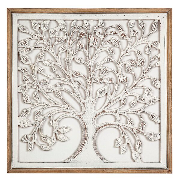 Wall Decoration Romimex White Natural MDF Wood 60 x 60 x 4 cm