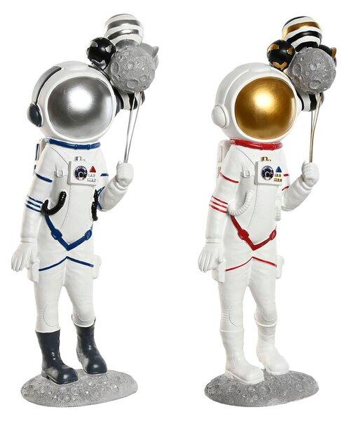 Decorative Figure Home ESPRIT Blue White Red Lady Astronaut 16 x 12 x 41 cm (2 Units)