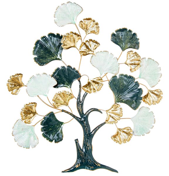 Wall Decoration Alexandra House Living Blue White Golden Metal Tree 80 x 89 x 7 cm