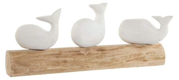 Decorative Figure Home ESPRIT White Natural Whale Mediterranean 52 x 12 x 21 cm